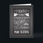 Chalkboard Hark The Herald Angels Sing Card Feiertagskarte<br><div class="desc">Chalkboard Christian Christmas card with the song,  ‘Hark! The Herald Angels Sing’,  with angels,  north star,  swirls,  and the three wise men. Give this trendy card to the Christian in your life to celebrate the birth of Jesus Christ.</div>