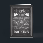 Chalkboard Hark The Herald Angels Sing Card Feiertagskarte<br><div class="desc">Chalkboard Christian Christmas card with the song,  ‘Hark! The Herald Angels Sing’,  with angels,  north star,  swirls,  and the three wise men. Give this trendy card to the Christian in your life to celebrate the birth of Jesus Christ.</div>