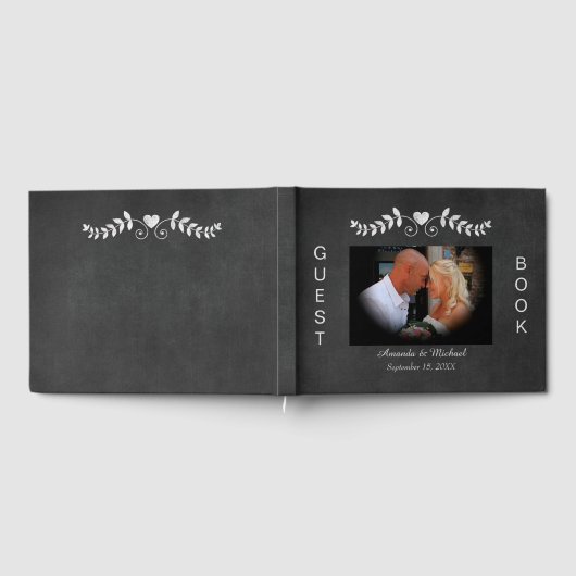 Chalkboard Heart Scroll Wedding Gästebuch (Voll)