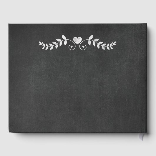 Chalkboard Heart Scroll Wedding Gästebuch (Rückseite)