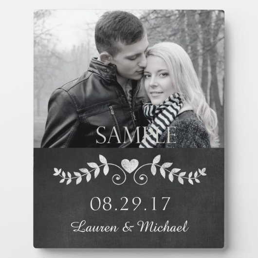 Chalkboard Heart Wedding Foto Keepake Plaque Fotoplatte (Vorderseite)