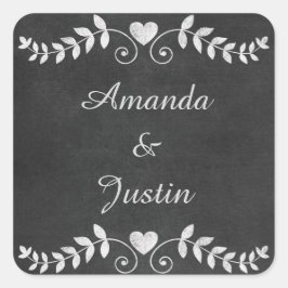 Chalkboard Heart Wedding Personalisiert Quadratischer Aufkleber