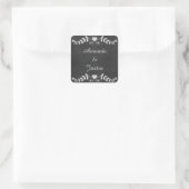Chalkboard Heart Wedding Personalisiert Quadratischer Aufkleber (Tasche)