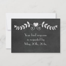 Chalkboard Heart Wedding RSVP Karte