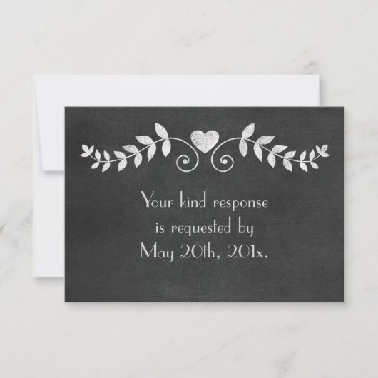 Chalkboard Heart Wedding RSVP Karte (Vorderseite)