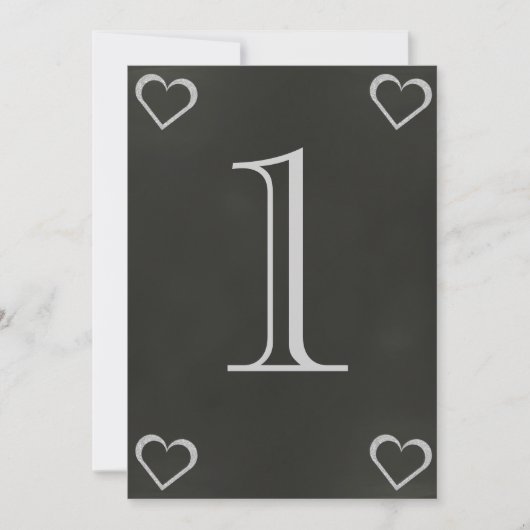 Chalkboard Heart Wedding Tischnummer Card (Vorderseite)