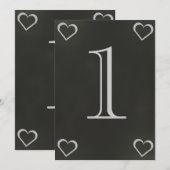 Chalkboard Heart Wedding Tischnummer Card (Vorne/Hinten)