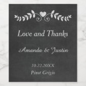 Chalkboard Heart Wedding Weinetikett (Einzelnes Label)