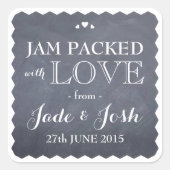 Chalkboard Hearts Gastgeschenk Hochzeit Jam Jar St Quadratischer Aufkleber (Vorderseite)