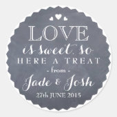 Chalkboard Hearts Gastgeschenk Hochzeit Jar Round Runder Aufkleber (Vorderseite)