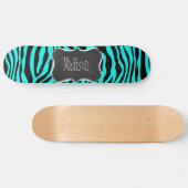 Chalkboard; helles Türkis; Zebra-Tierdruck Skateboard (Horizontal)