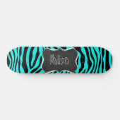 Chalkboard; helles Türkis; Zebra-Tierdruck Skateboard (Horizontal)