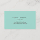 Chalkboard Hello Business Cards / Aqua Visitenkarte (Rückseite)