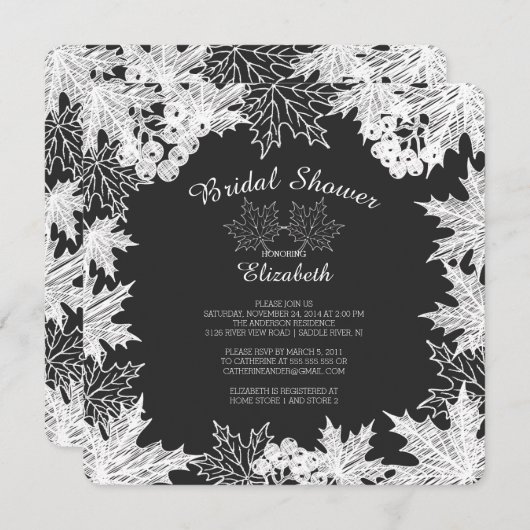 Chalkboard Herbst lässt Bridal Dusche einladen Einladung (Vorne/Hinten)