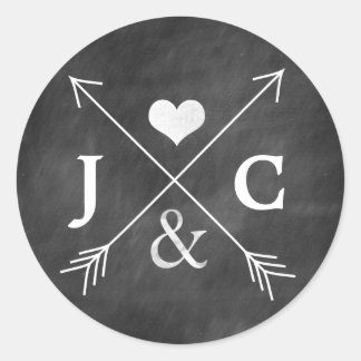Chalkboard Herz Arrows Initials Sticker