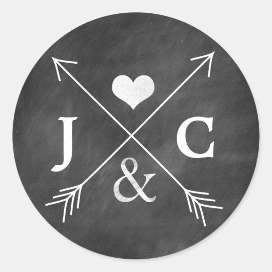 Chalkboard Herz Arrows Initials Sticker (Vorderseite)