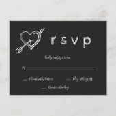 Chalkboard Herz rustikale Hochzeit rsvp Postkarten (Vorderseite)