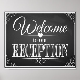 Chalkboard Herzlich willkommen bei unserem Empfang Poster