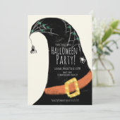 Chalkboard Hexenhutkostüm Halloween Geburtstag in Einladung (Stehend Vorderseite)