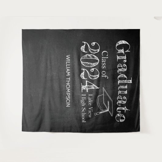 Chalkboard High School Foto Abschluss Hintergrund Wandteppich (Vorderseite (Horizontal))
