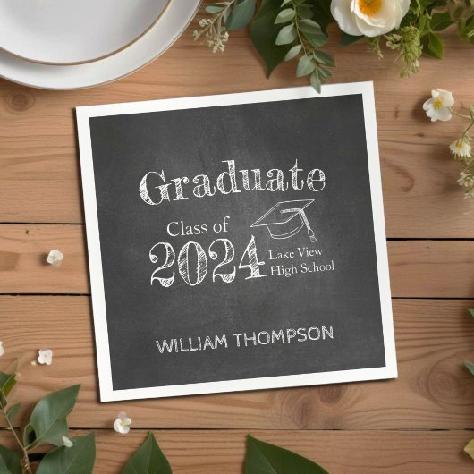Chalkboard High School Foto Abschluss Serviette