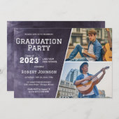 Chalkboard High School Foto Graduation Party Einladung (Vorne/Hinten)