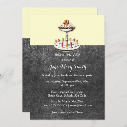 Chalkboard High Tee Vintage Desserts Einladung (Vorne/Hinten)