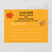 Chalkboard-Hochzeit im Herbst speichern Sie das Da Ankündigungspostkarte (Rückseite)