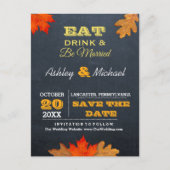 Chalkboard-Hochzeit im Herbst speichern Sie das Da Ankündigungspostkarte (Vorderseite)