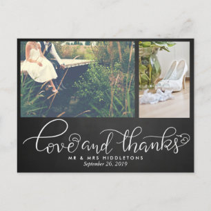 Chalkboard Hochzeit Liebe und danke   Zwei Fotos Postkarte