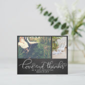 Chalkboard Hochzeit Liebe und danke | Zwei Fotos Postkarte (Stehend Vorderseite)