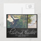 Chalkboard Hochzeit Liebe und danke | Zwei Fotos Postkarte (Vorne/Hinten)