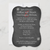 Chalkboard-Hochzeit | Rot, Silberschneeflocken Einladung (Rückseite)
