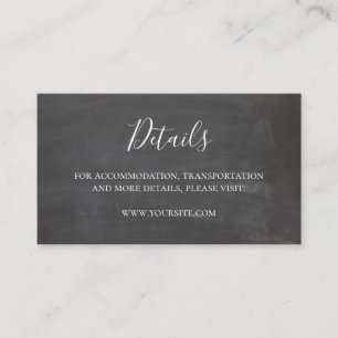 Chalkboard Hochzeitsdetails Karte Einfache Beilage