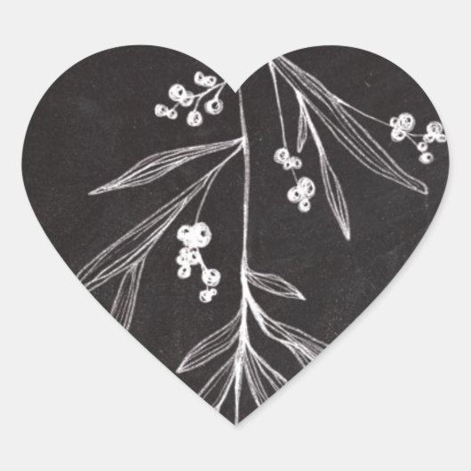 Chalkboard Holiday Mistletoe - Weihnachten Herz-Aufkleber (Vorderseite)
