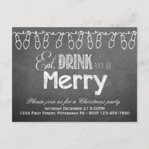 Chalkboard Holiday Party Postkarte Einladung