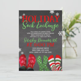 Chalkboard Holiday Sock Exchange Weihnachtsfest Pa Einladung