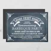 Chalkboard Housewarming GRILLEN Party Einladung (Vorne/Hinten)