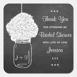 Chalkboard Hydrangea Mason Jar Brautparty Quadratischer Aufkleber