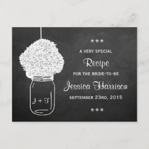 Chalkboard Hydrangea Mason Jar Bridal Recipe Cards Einladungspostkarte