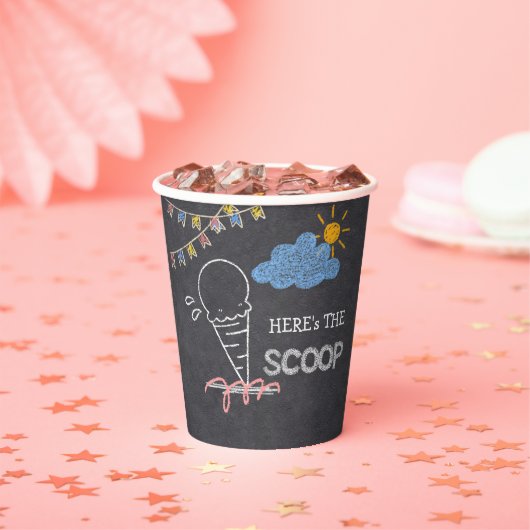 Chalkboard Ice Cream Scoop Zeichnend Babydusche Pappbecher (Insitu)