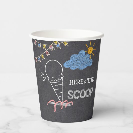 Chalkboard Ice Cream Scoop Zeichnend Babydusche Pappbecher (Rückseite)