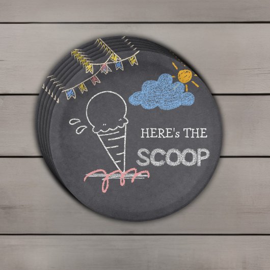 Chalkboard Ice Cream Scoop Zeichnend Babydusche Pappteller
