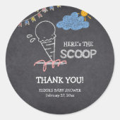 Chalkboard Ice Cream Scoop Zeichnend Babydusche Runder Aufkleber (Vorderseite)