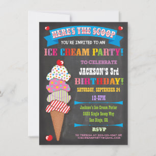 Chalkboard Ice Creme Party Einladung