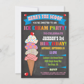 Chalkboard Ice Creme Party Einladung