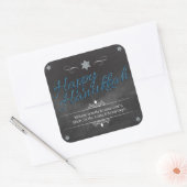 Chalkboard-Imitate BlueGlitter Hanukkah Quadratischer Aufkleber (Umschlag)