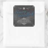 Chalkboard-Imitate BlueGlitter Hanukkah Quadratischer Aufkleber (Tasche)
