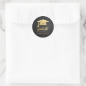 Chalkboard-Imitate Gold Foil Graduate Hat Runder Aufkleber (Tasche)