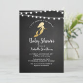 Chalkboard Imitate Gold Foil Mermaid Kinderdusche Einladung (Stehend Vorderseite)